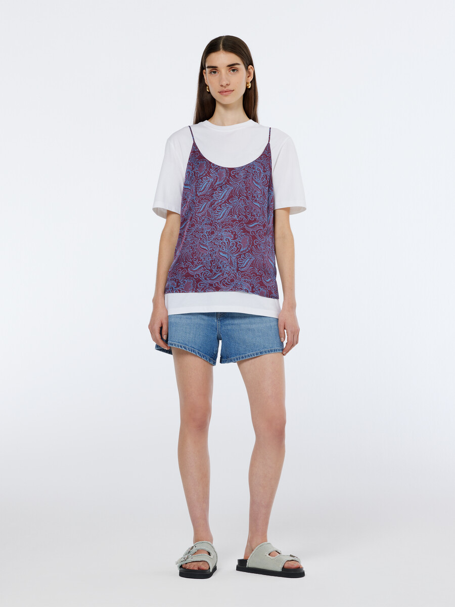 canotta in jersey con motivo paisley