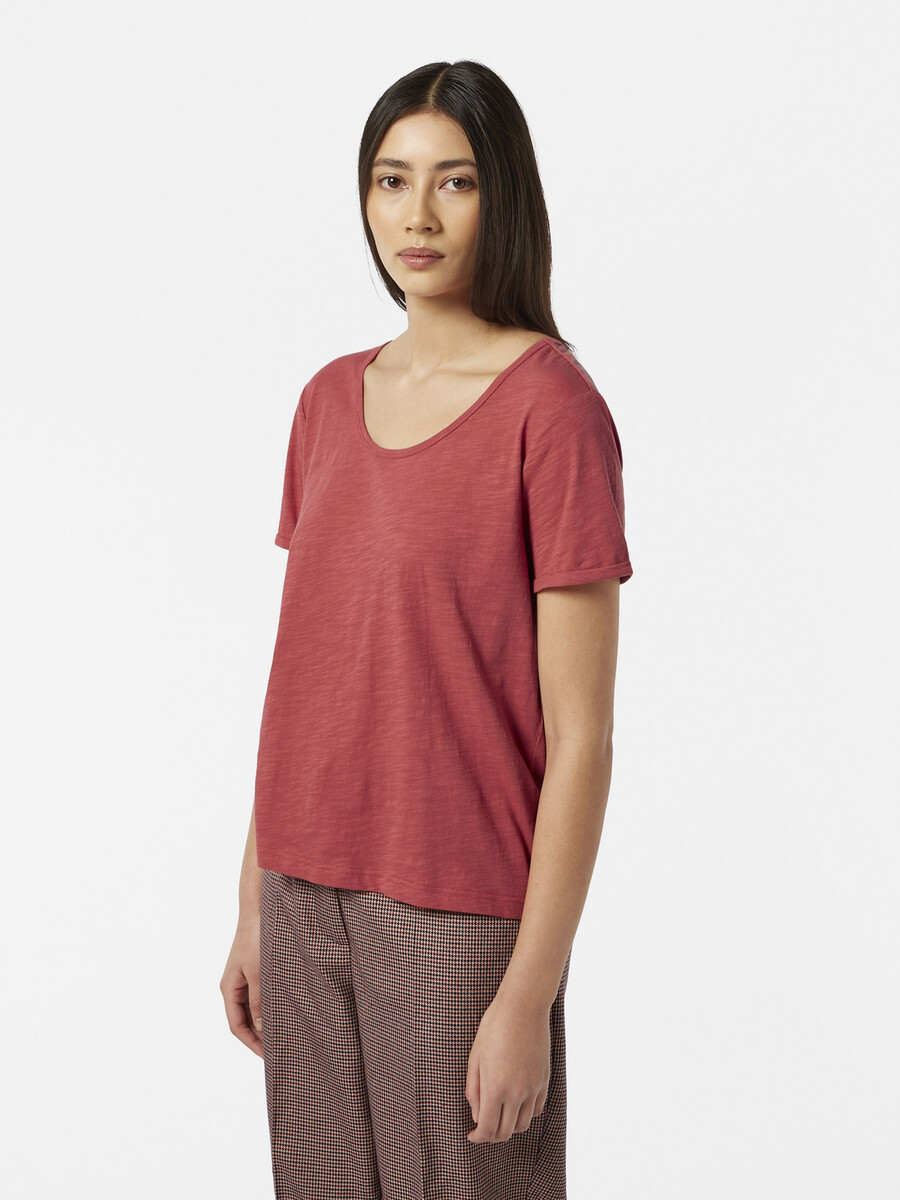 t-shirt regular fit con scollo a u e lavorazione slub