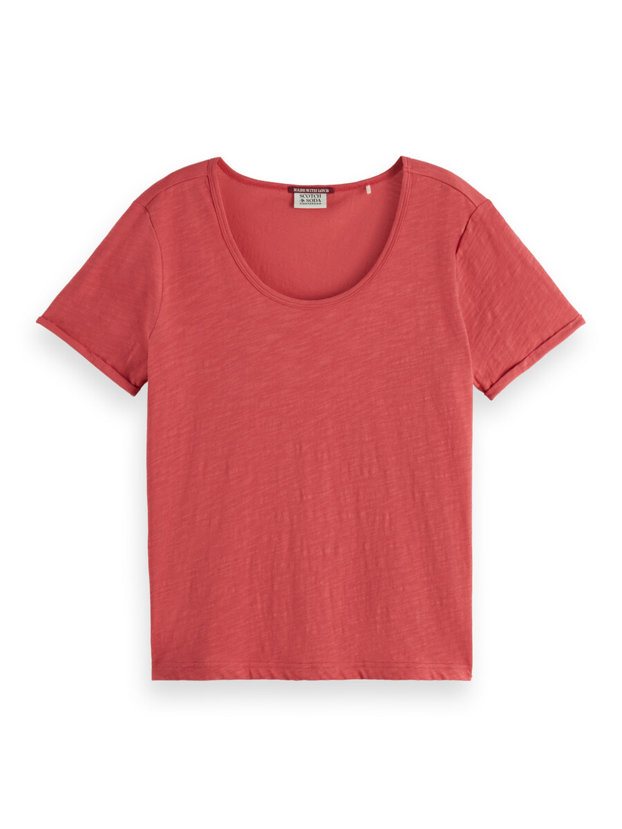 t-shirt regular fit con scollo a u e lavorazione slub