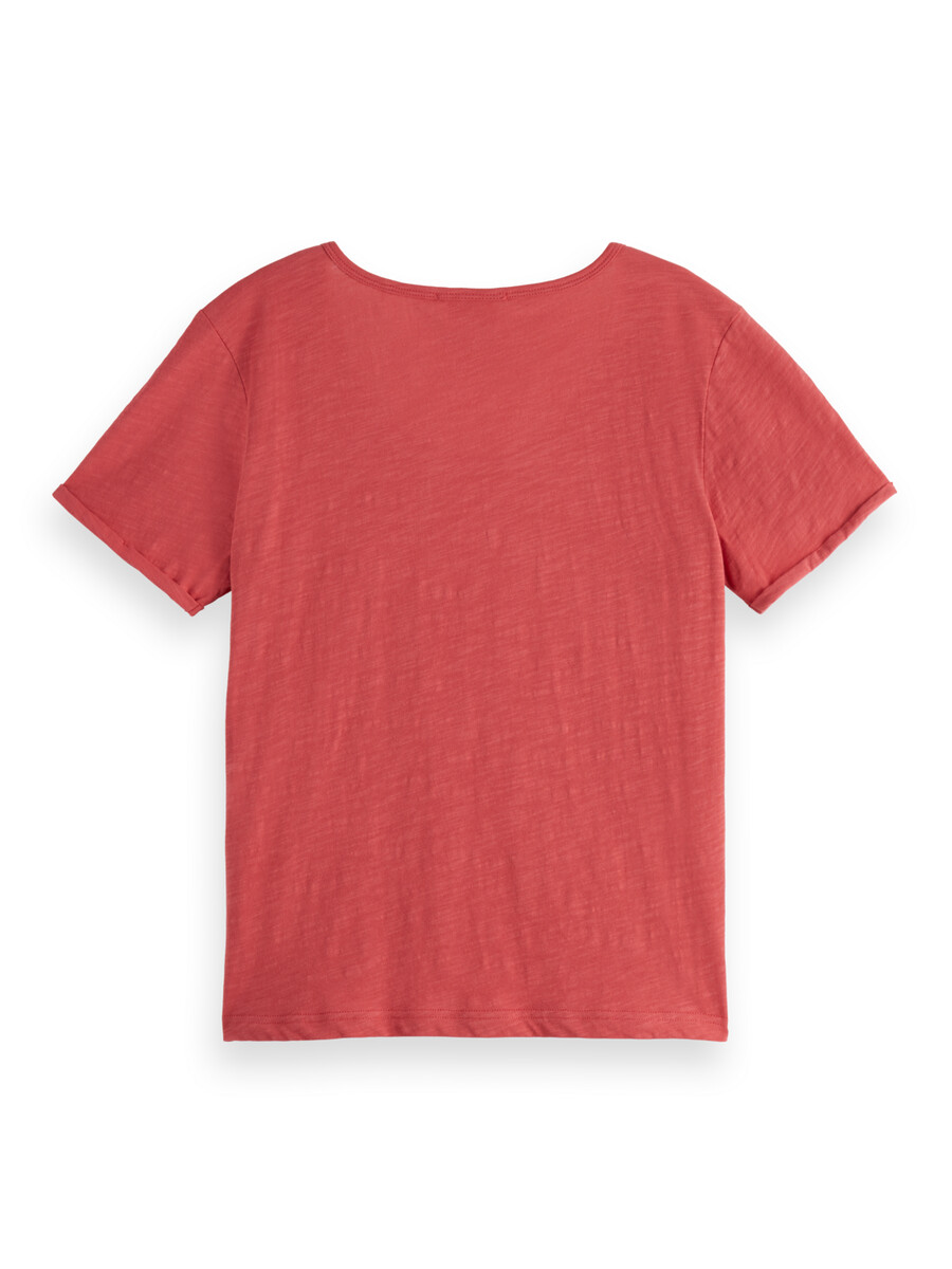 t-shirt regular fit con scollo a u e lavorazione slub
